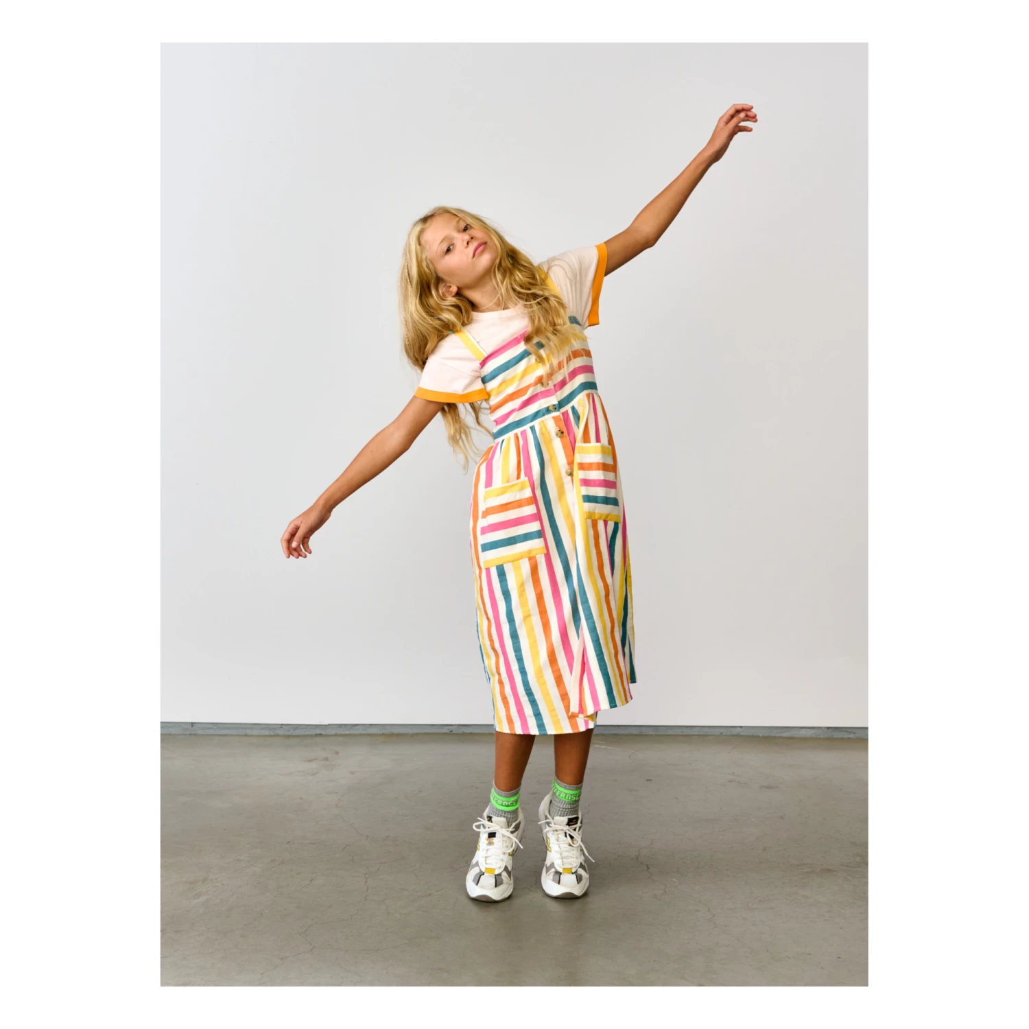 Axelle Striped Dress Yellow Bellerose Fashion Teen, Children 2 Axelle Striped Dress Yellow Bellerose Fashion Teen, Children - Image 2