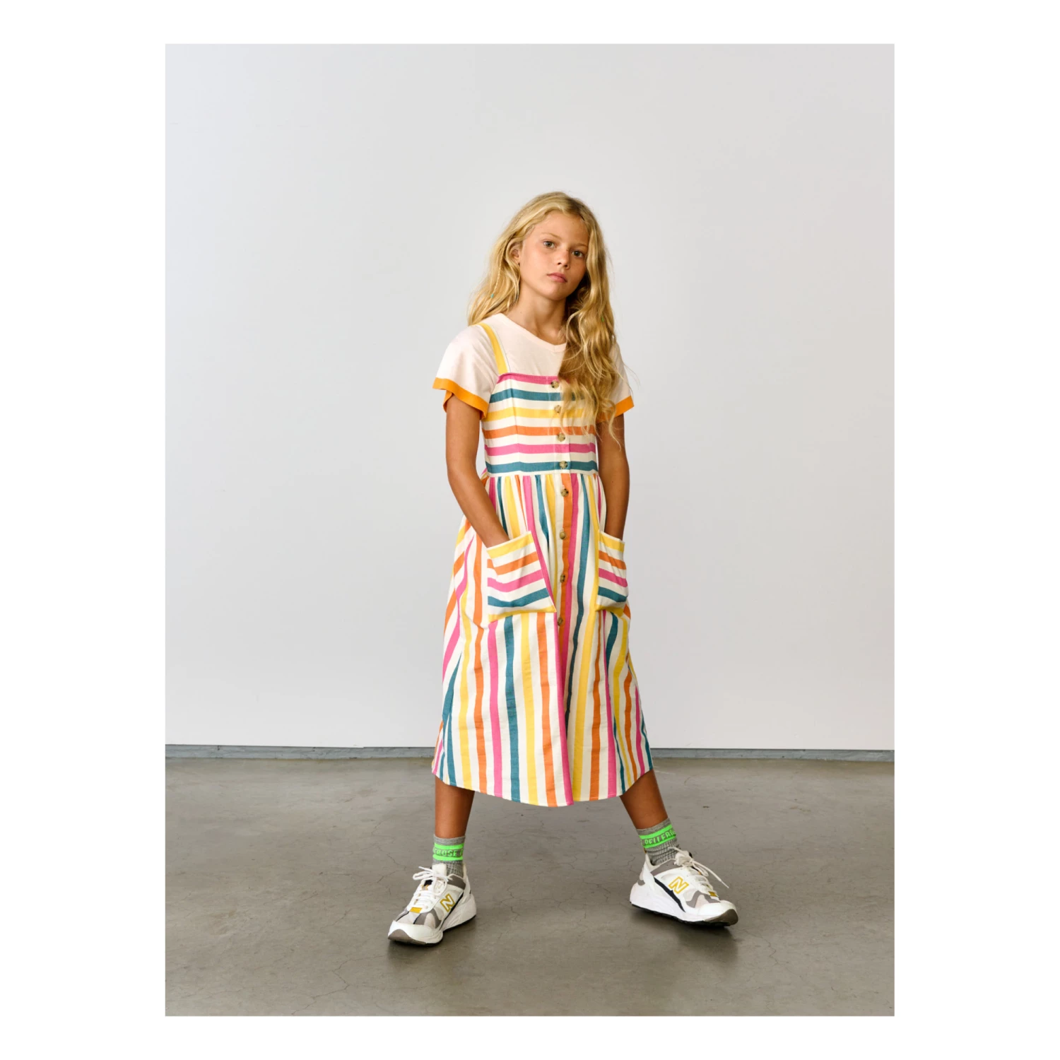 Axelle Striped Dress Yellow Bellerose Fashion Teen, Children 3 Axelle Striped Dress Yellow Bellerose Fashion Teen, Children - Image 3