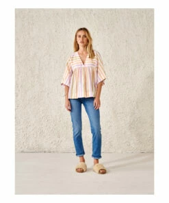 Azelie Striped Blouse - Women’s Collection - White Bellerose Fashion Adult