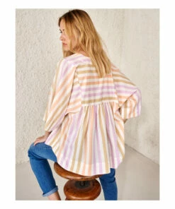 Azelie Striped Blouse - Women’s Collection - White Bellerose Fashion Adult -Bellerose Elegant Shop azelie striped blouse women rsquo s collection white bellerose fashion adult 4