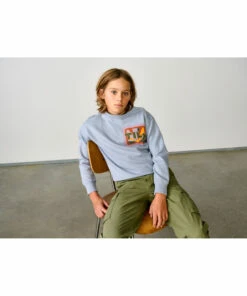 Binch Sun Sweatshirt Grey blue Bellerose Fashion Teen, Children -Bellerose Elegant Shop binch sun sweatshirt grey blue bellerose fashion teen children 2