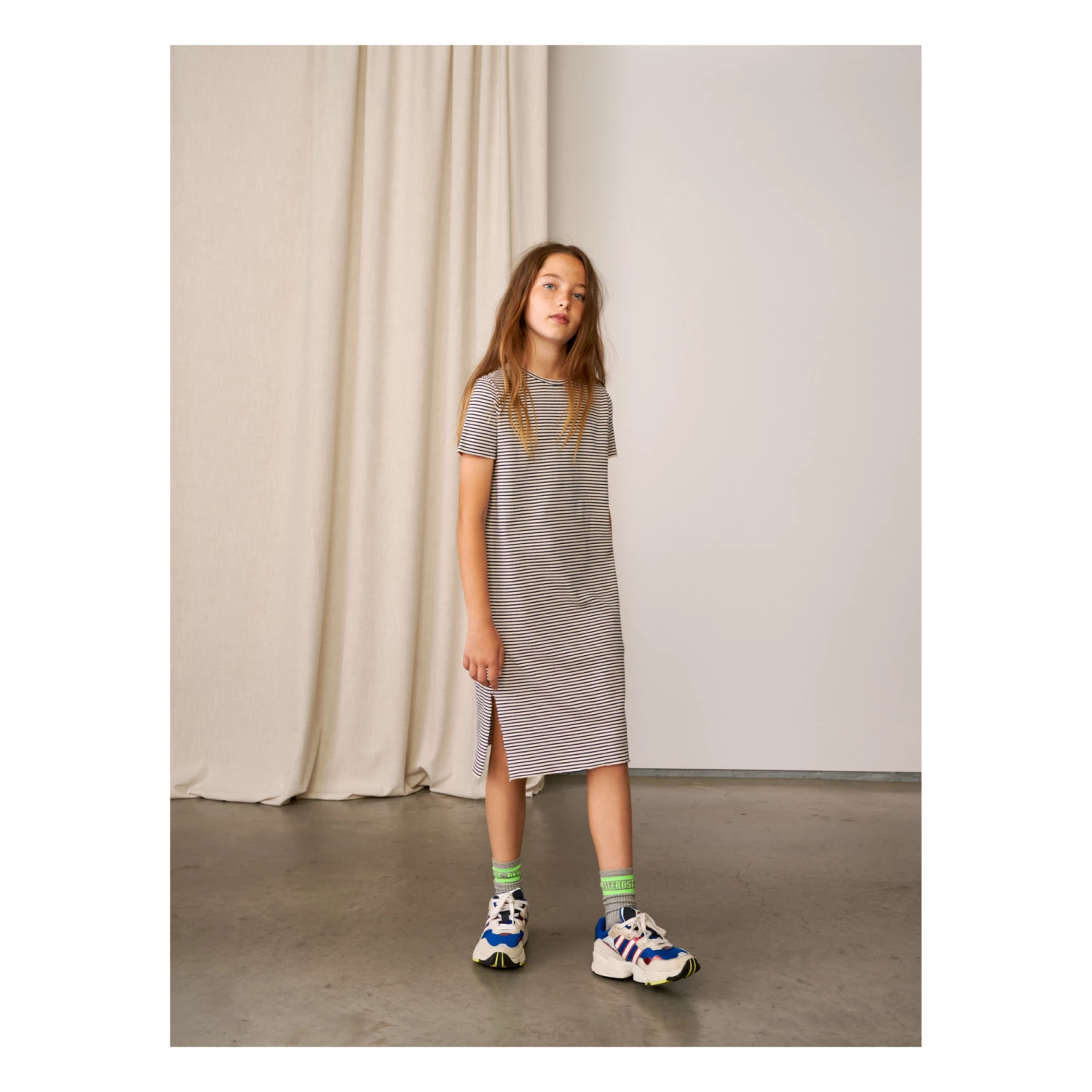 Cath Striped Dress White Bellerose Fashion Teen, Children 2 Cath Striped Dress White Bellerose Fashion Teen, Children - Image 2