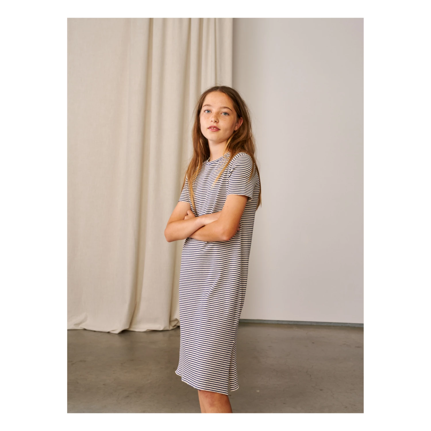 Cath Striped Dress White Bellerose Fashion Teen, Children 3 Cath Striped Dress White Bellerose Fashion Teen, Children - Image 3