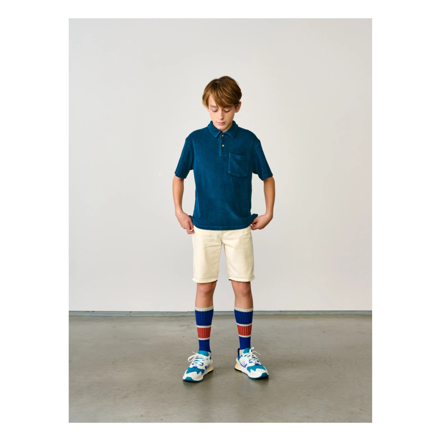 Clim Terry Cloth Polo Shirt Peacock blue Bellerose Fashion Teen, Children 2 Clim Terry Cloth Polo Shirt Peacock blue Bellerose Fashion Teen, Children - Image 2