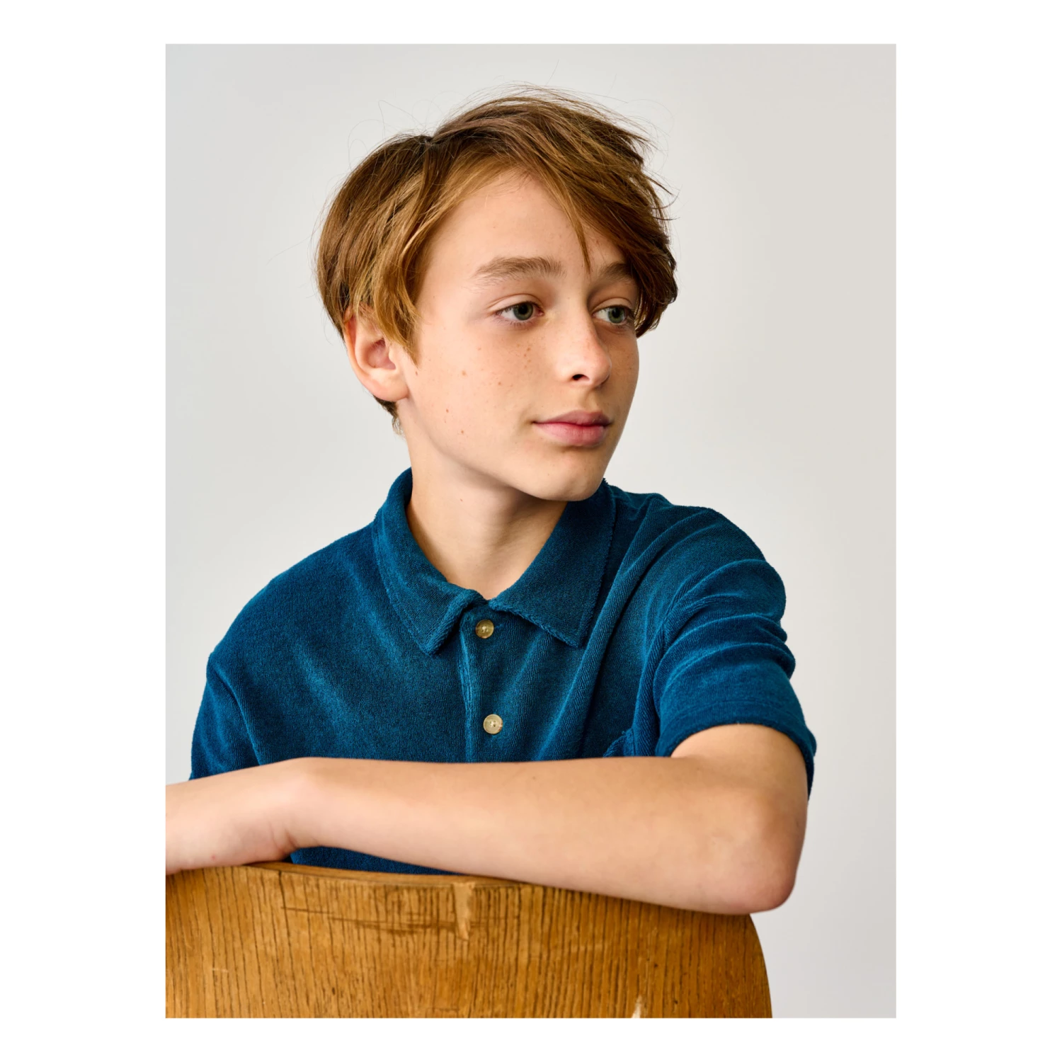 Clim Terry Cloth Polo Shirt Peacock blue Bellerose Fashion Teen, Children 5 Clim Terry Cloth Polo Shirt Peacock blue Bellerose Fashion Teen, Children - Image 5