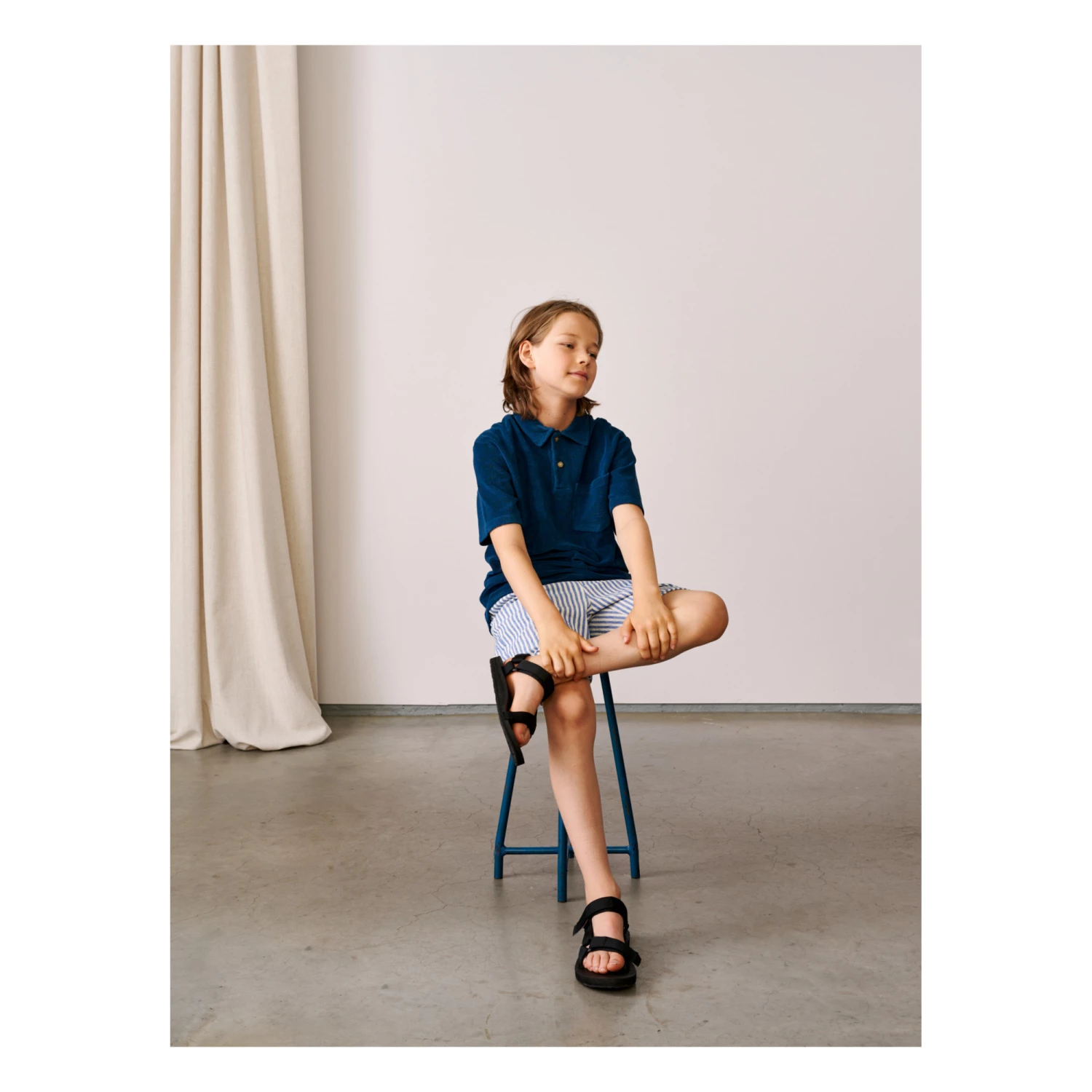 Clim Terry Cloth Polo Shirt Peacock blue Bellerose Fashion Teen, Children 7 Clim Terry Cloth Polo Shirt Peacock blue Bellerose Fashion Teen, Children - Image 7