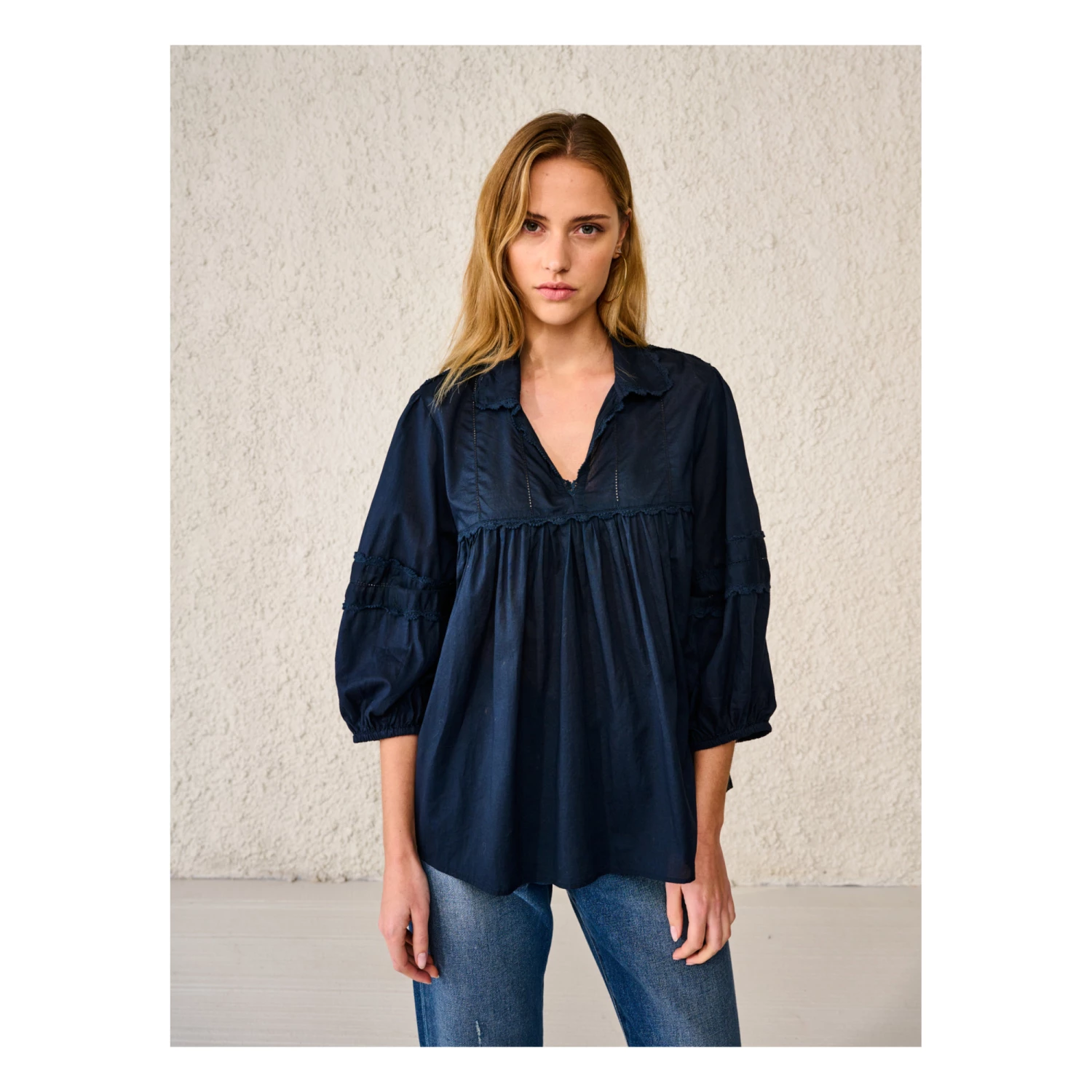 Doushka Blouse - Women’s Collection - Navy blue Bellerose Fashion Adult 2 Doushka Blouse - Women’s Collection - Navy blue Bellerose Fashion Adult - Image 2