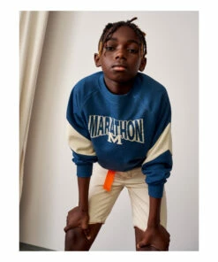 Firsty Vintage College Sweatshirt Blue Bellerose Fashion Teen, Children -Bellerose Elegant Shop firsty vintage college sweatshirt blue bellerose fashion teen children 3