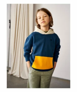 Food Pocket Hoodie Peacock blue Bellerose Fashion Teen, Children -Bellerose Elegant Shop food pocket hoodie peacock blue bellerose fashion teen children 2