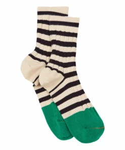 Fopky Striped Socks - Women’s Collection - Black Bellerose Fashion Adult