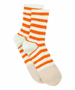 Fopky Striped Socks - Women’s Collection - Orange Bellerose Fashion Adult
