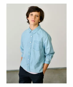 Gulian Collared Shirt Light Blue Bellerose Fashion Teen, Children -Bellerose Elegant Shop gulian collared shirt light blue bellerose fashion teen children 3