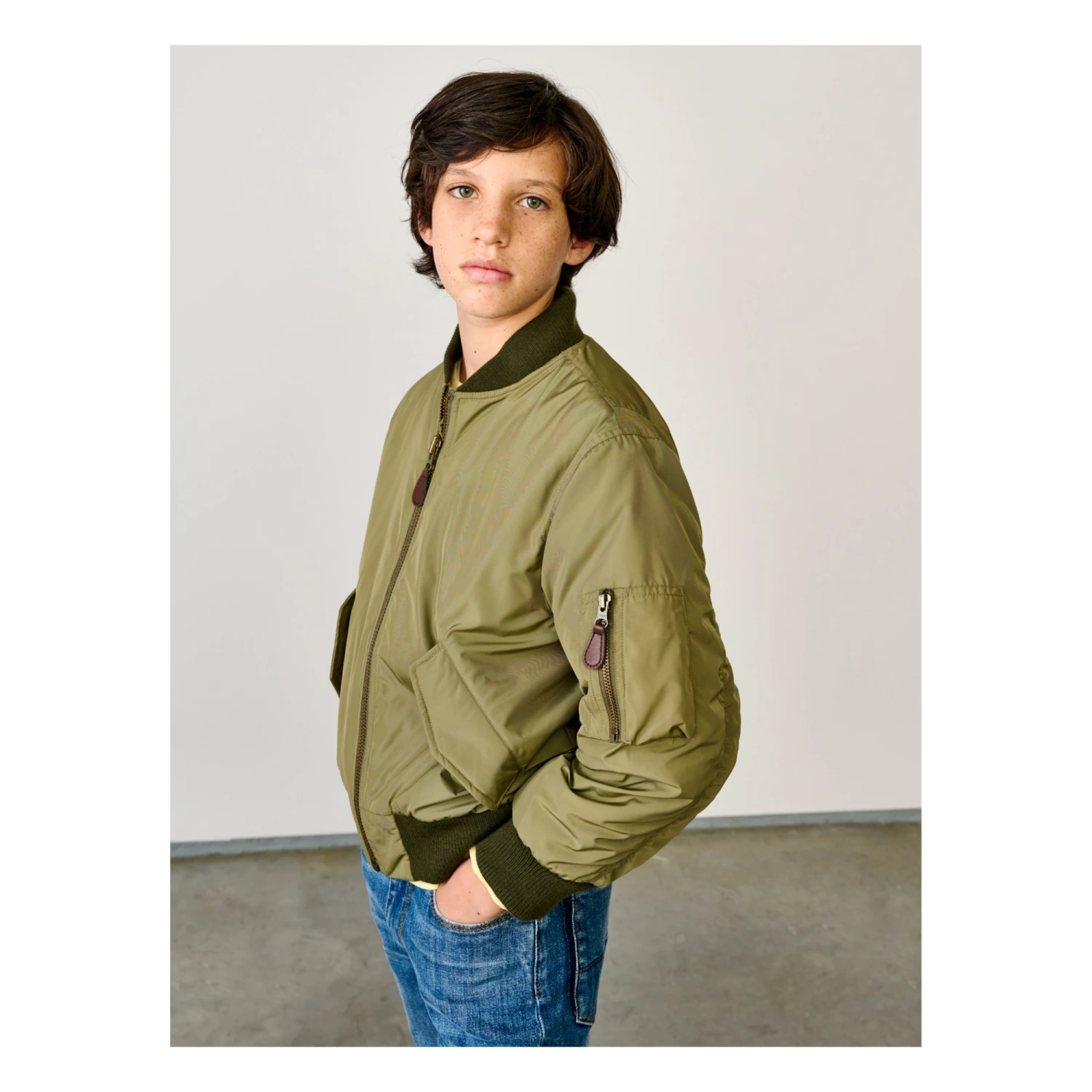 Hanyh Bomber Jacket Khaki Bellerose Fashion Teen, Children 3 Hanyh Bomber Jacket Khaki Bellerose Fashion Teen, Children - Image 3