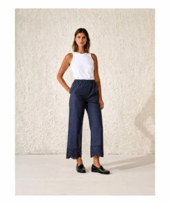 Helios English Embroidery Trousers - Women’s Collection - Navy blue Bellerose Fashion Adult