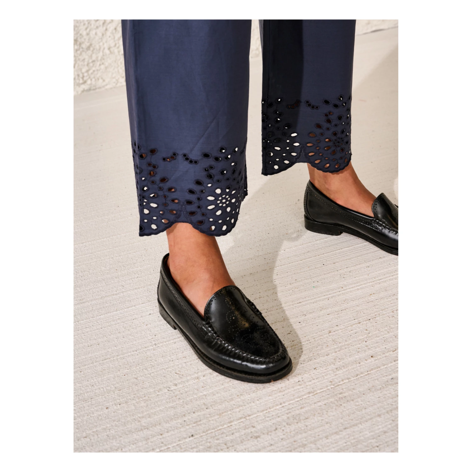 Helios English Embroidery Trousers - Women’s Collection - Navy blue Bellerose Fashion Adult 4 Helios English Embroidery Trousers - Women’s Collection - Navy blue Bellerose Fashion Adult - Image 4