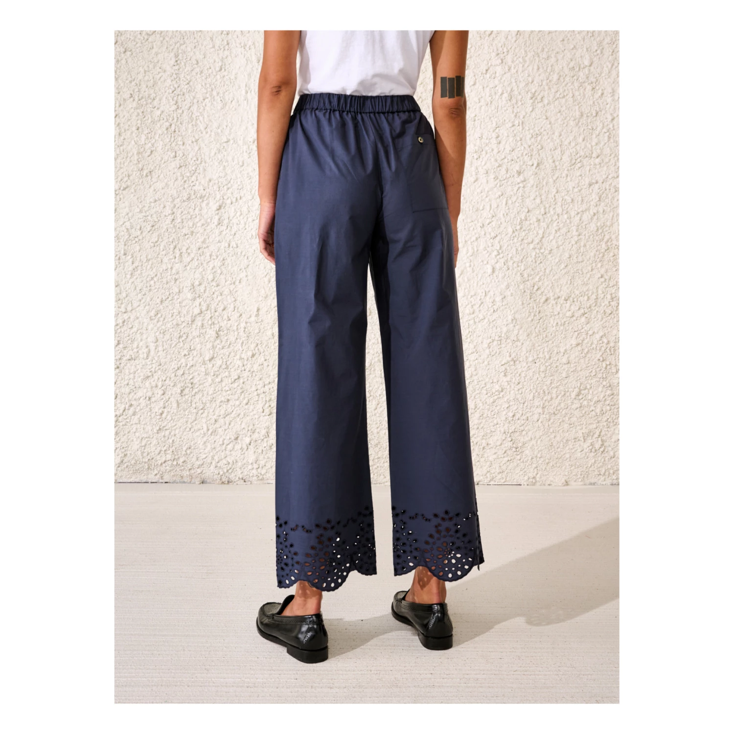 Helios English Embroidery Trousers - Women’s Collection - Navy blue Bellerose Fashion Adult 6 Helios English Embroidery Trousers - Women’s Collection - Navy blue Bellerose Fashion Adult - Image 6