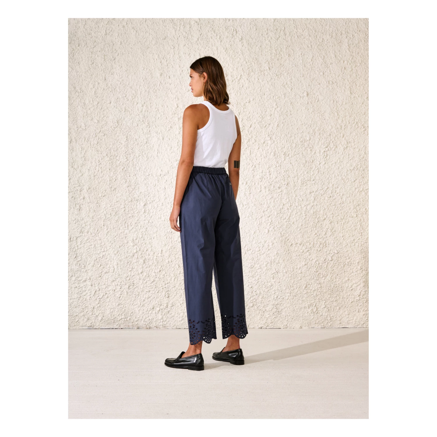 Helios English Embroidery Trousers - Women’s Collection - Navy blue Bellerose Fashion Adult 7 Helios English Embroidery Trousers - Women’s Collection - Navy blue Bellerose Fashion Adult - Image 7