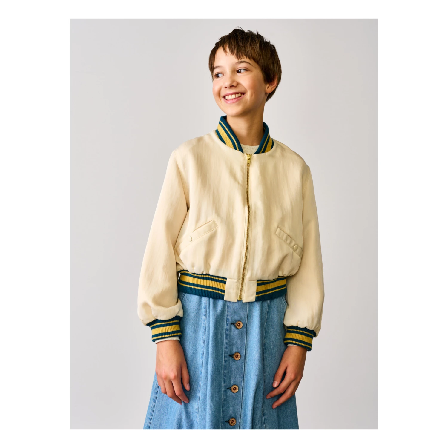 Heron Bomber Jacket White Bellerose Fashion Teen, Children 2 Heron Bomber Jacket White Bellerose Fashion Teen, Children - Image 2