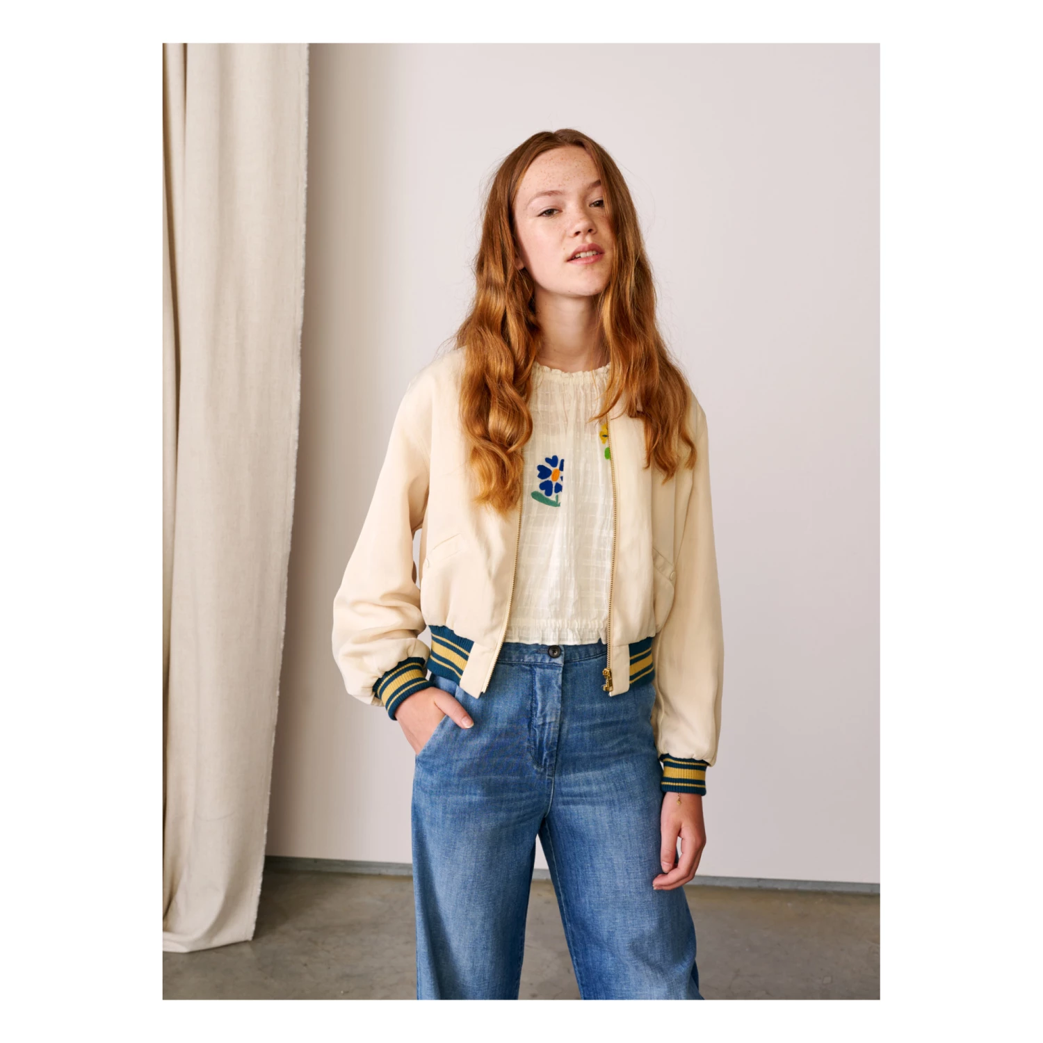 Heron Bomber Jacket White Bellerose Fashion Teen, Children 3 Heron Bomber Jacket White Bellerose Fashion Teen, Children - Image 3