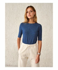 Mias Striped T-shirt - Women’s Collection - Blue Bellerose Fashion Adult -Bellerose Elegant Shop mias striped t shirt women rsquo s collection blue bellerose fashion adult 2