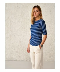 Mias Striped T-shirt - Women’s Collection - Blue Bellerose Fashion Adult -Bellerose Elegant Shop mias striped t shirt women rsquo s collection blue bellerose fashion adult 4