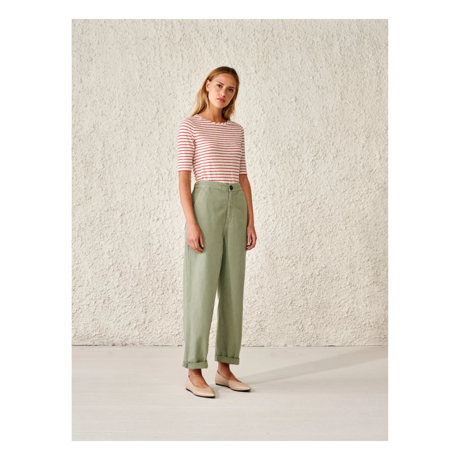 Mias Striped T-shirt - Women’s Collection - Ecru Bellerose Fashion Adult 2 Mias Striped T-shirt - Women’s Collection - Ecru Bellerose Fashion Adult - Image 2