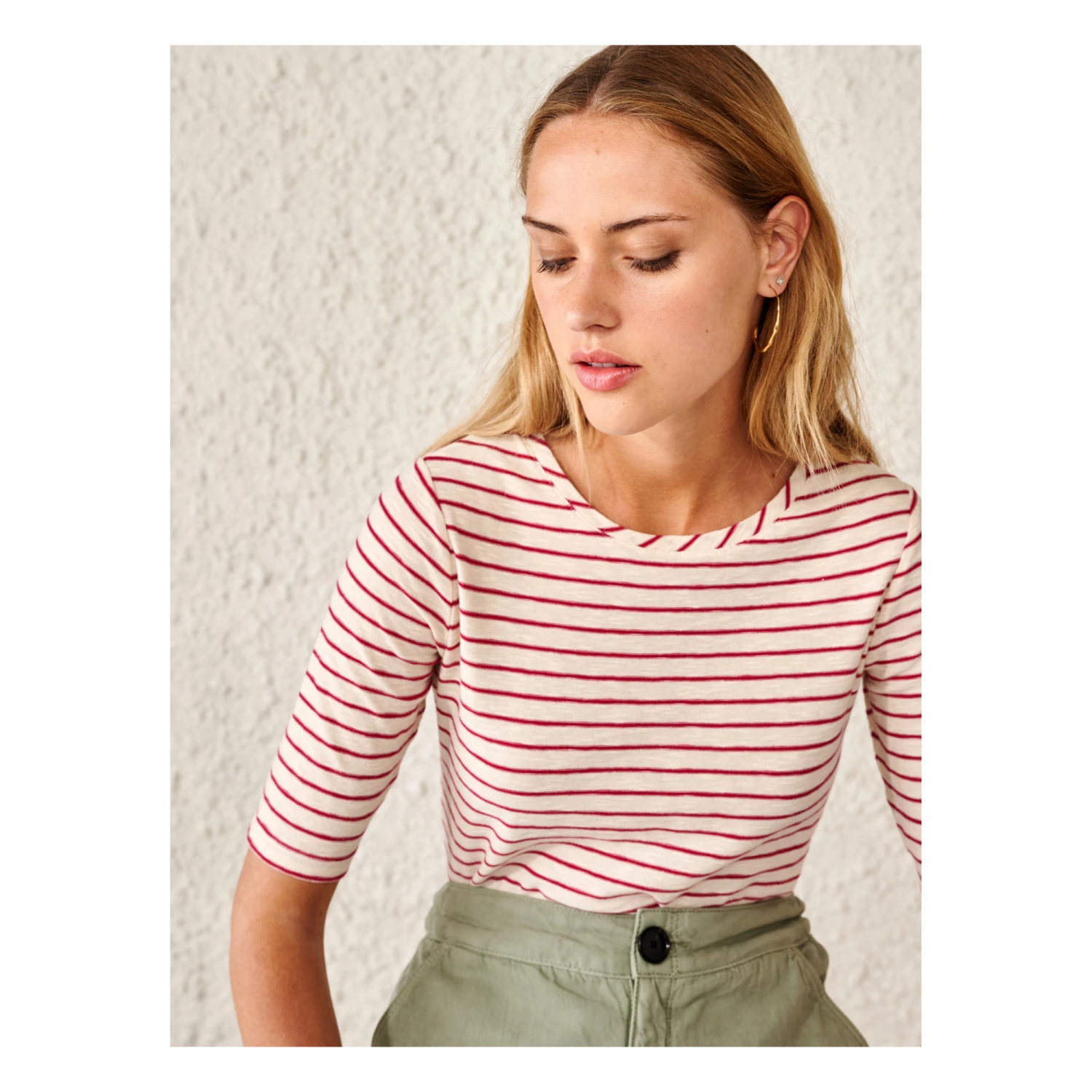 Mias Striped T-shirt - Women’s Collection - Ecru Bellerose Fashion Adult 3 Mias Striped T-shirt - Women’s Collection - Ecru Bellerose Fashion Adult - Image 3