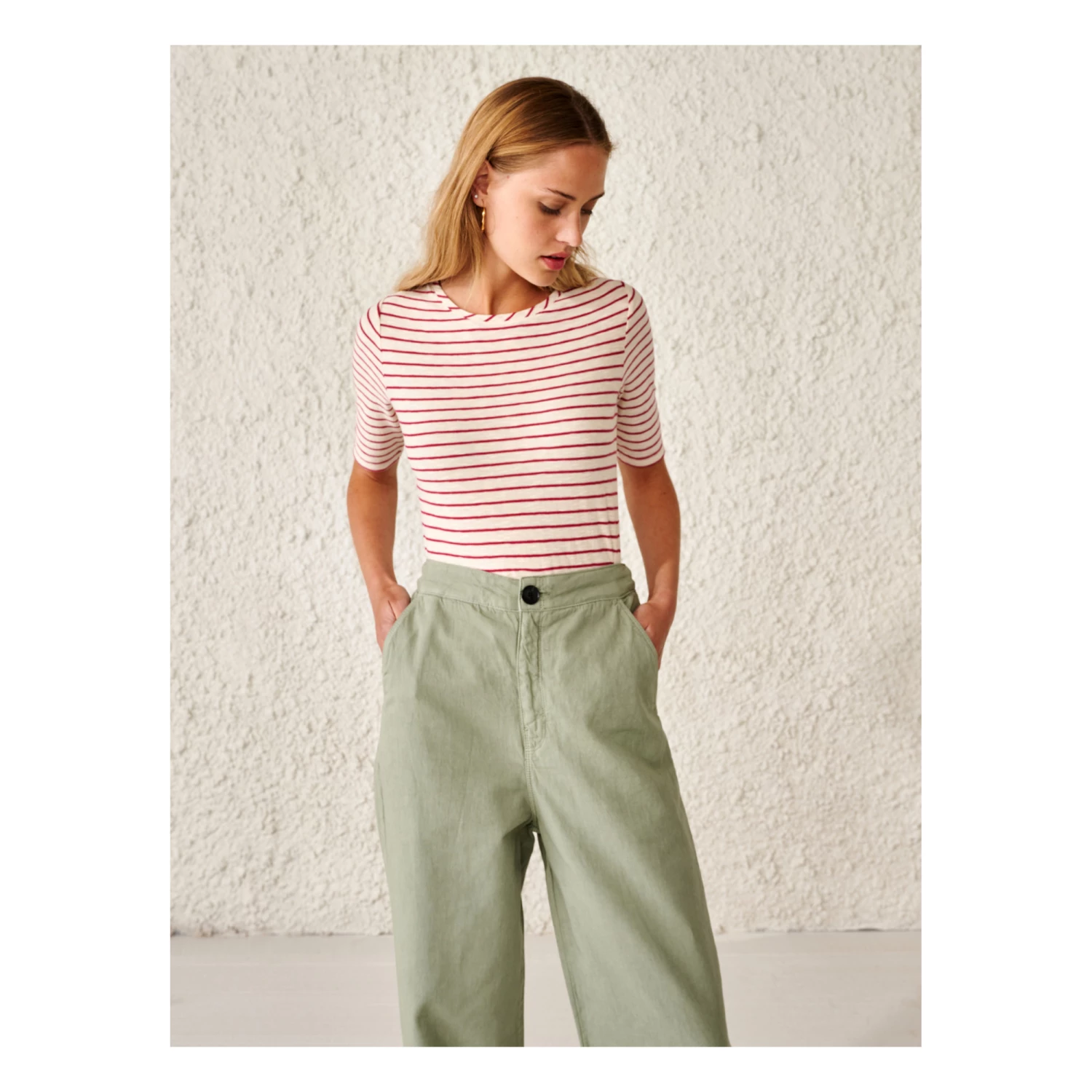 Mias Striped T-shirt - Women’s Collection - Ecru Bellerose Fashion Adult 5 Mias Striped T-shirt - Women’s Collection - Ecru Bellerose Fashion Adult - Image 5