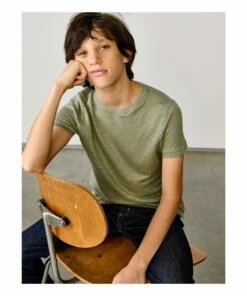 Mogo Linen T-shirt Sage Bellerose Fashion Teen, Children -Bellerose Elegant Shop mogo linen t shirt sage bellerose fashion teen children 2