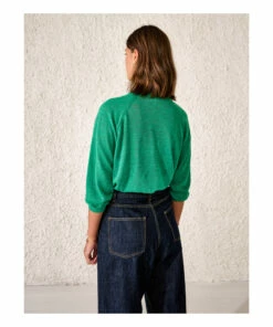 Neenan Linen Cardigan - Women’s Collection - Green Bellerose Fashion Adult -Bellerose Elegant Shop neenan linen cardigan women rsquo s collection green bellerose fashion adult 4