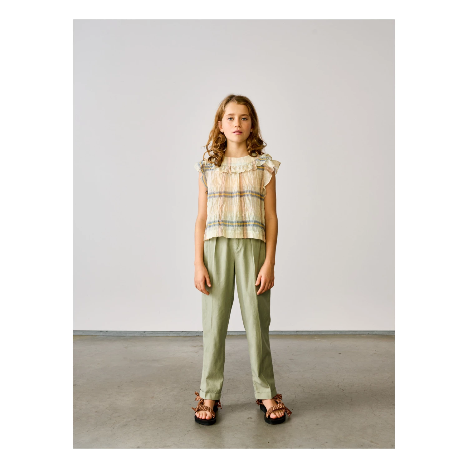 Palms Checked Blouse Beige Bellerose Fashion Teen, Children 2 Palms Checked Blouse Beige Bellerose Fashion Teen, Children - Image 2