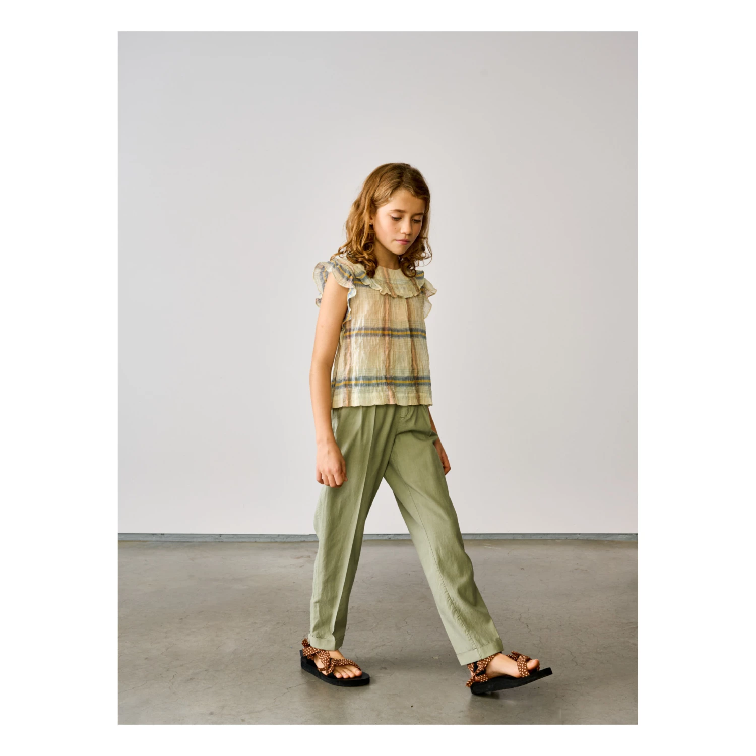 Palms Checked Blouse Beige Bellerose Fashion Teen, Children 3 Palms Checked Blouse Beige Bellerose Fashion Teen, Children - Image 3