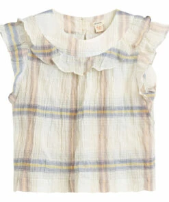Palms Checked Blouse Beige Bellerose Fashion Teen, Children