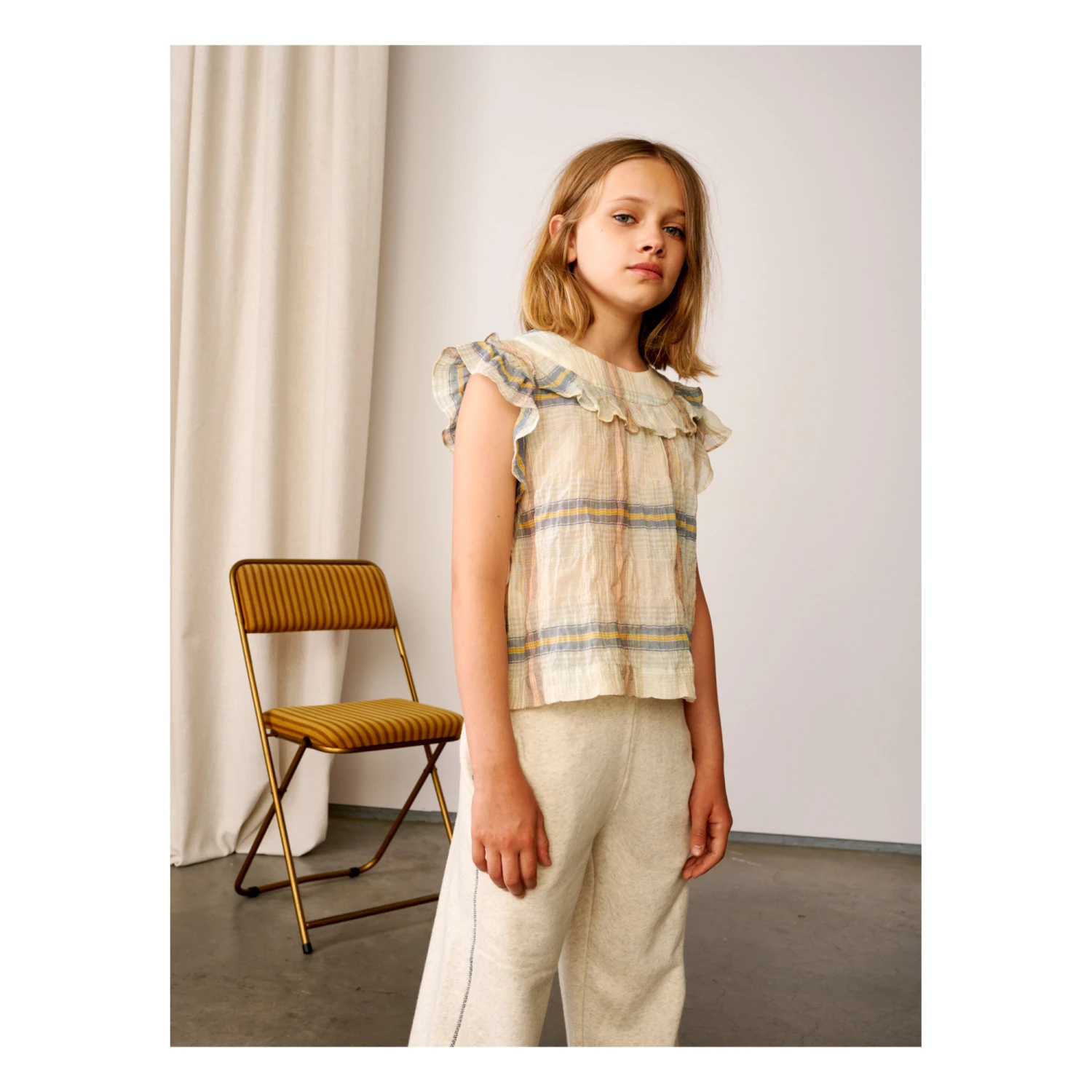 Palms Checked Blouse Beige Bellerose Fashion Teen, Children 5 Palms Checked Blouse Beige Bellerose Fashion Teen, Children - Image 5