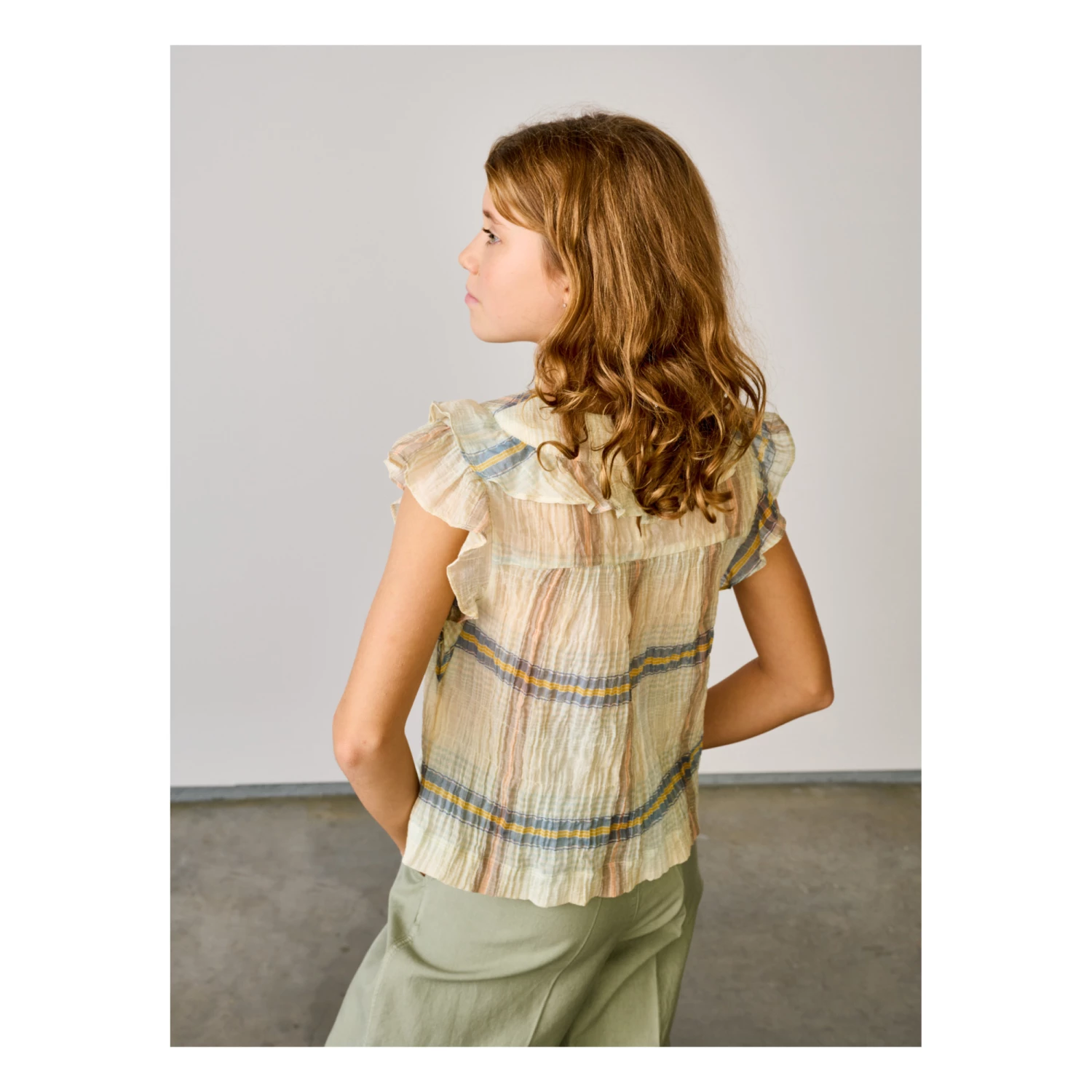 Palms Checked Blouse Beige Bellerose Fashion Teen, Children 6 Palms Checked Blouse Beige Bellerose Fashion Teen, Children - Image 6