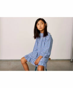 Penelope Checkered Dress Blue Bellerose Fashion Teen, Children -Bellerose Elegant Shop penelope checkered dress blue bellerose fashion teen children 3
