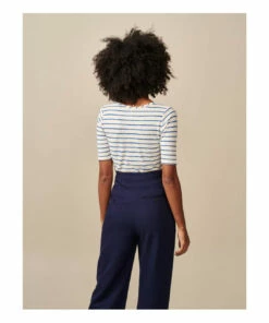 Seas Linen Stripe T-shirt - Women's Collection - Blue Bellerose Fashion Adult -Bellerose Elegant Shop seas linen stripe t shirt women s collection seas linen stripe t shirt women s collection blue bellerose fashion adult 5
