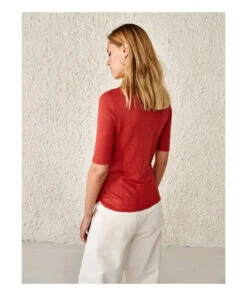 Seas Linen T-shirt - Women&rsquo;s Collection - Brick red Bellerose Fashion Adult -Bellerose Elegant Shop seas linen t shirt women rsquo s collection brick red bellerose fashion adult 4