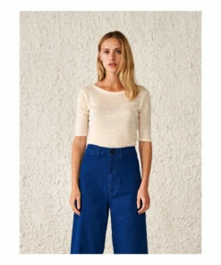 Seas Linen T-shirt - Women&rsquo;s Collection - Ecru Bellerose Fashion Adult -Bellerose Elegant Shop seas linen t shirt women rsquo s collection ecru bellerose fashion adult 4