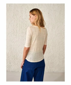 Seas Linen T-shirt - Women&rsquo;s Collection - Ecru Bellerose Fashion Adult -Bellerose Elegant Shop seas linen t shirt women rsquo s collection ecru bellerose fashion adult 6