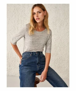 Seas Linen T-shirt - Women&rsquo;s Collection - Heather grey Bellerose Fashion Adult -Bellerose Elegant Shop seas linen t shirt women rsquo s collection heather grey bellerose fashion adult 4