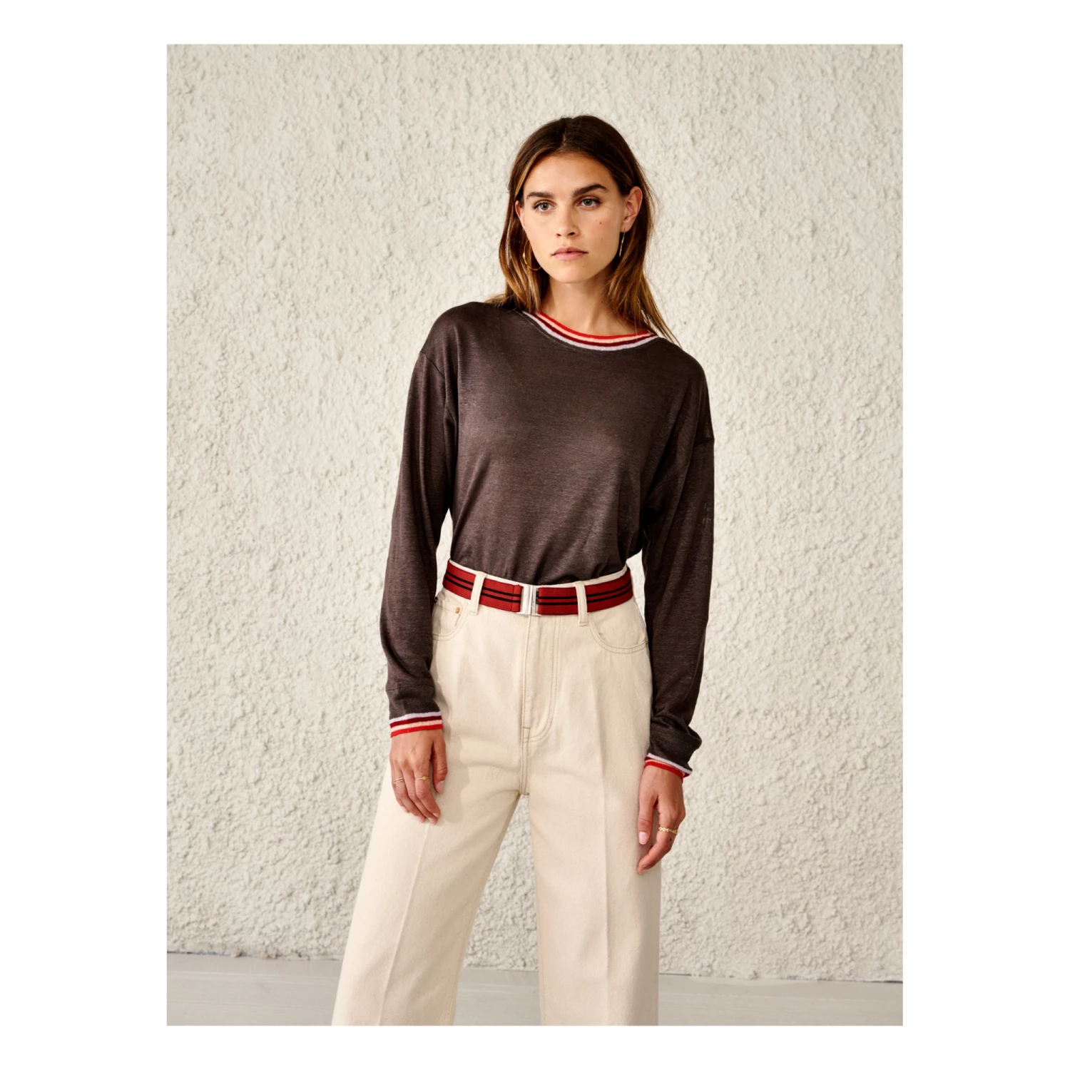 Senia Linen T-shirt - Women’s Collection - Chocolate Bellerose Fashion Adult 3 Senia Linen T-shirt - Women’s Collection - Chocolate Bellerose Fashion Adult - Image 3