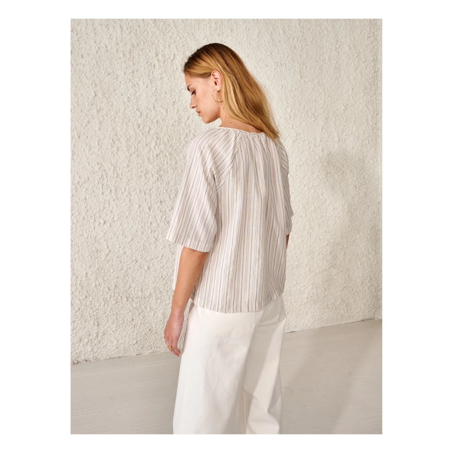Stuart Organic Cotton Striped Blouse - Women’s Collection - Ecru Bellerose Fashion Adult 5 Stuart Organic Cotton Striped Blouse - Women’s Collection - Ecru Bellerose Fashion Adult - Image 5