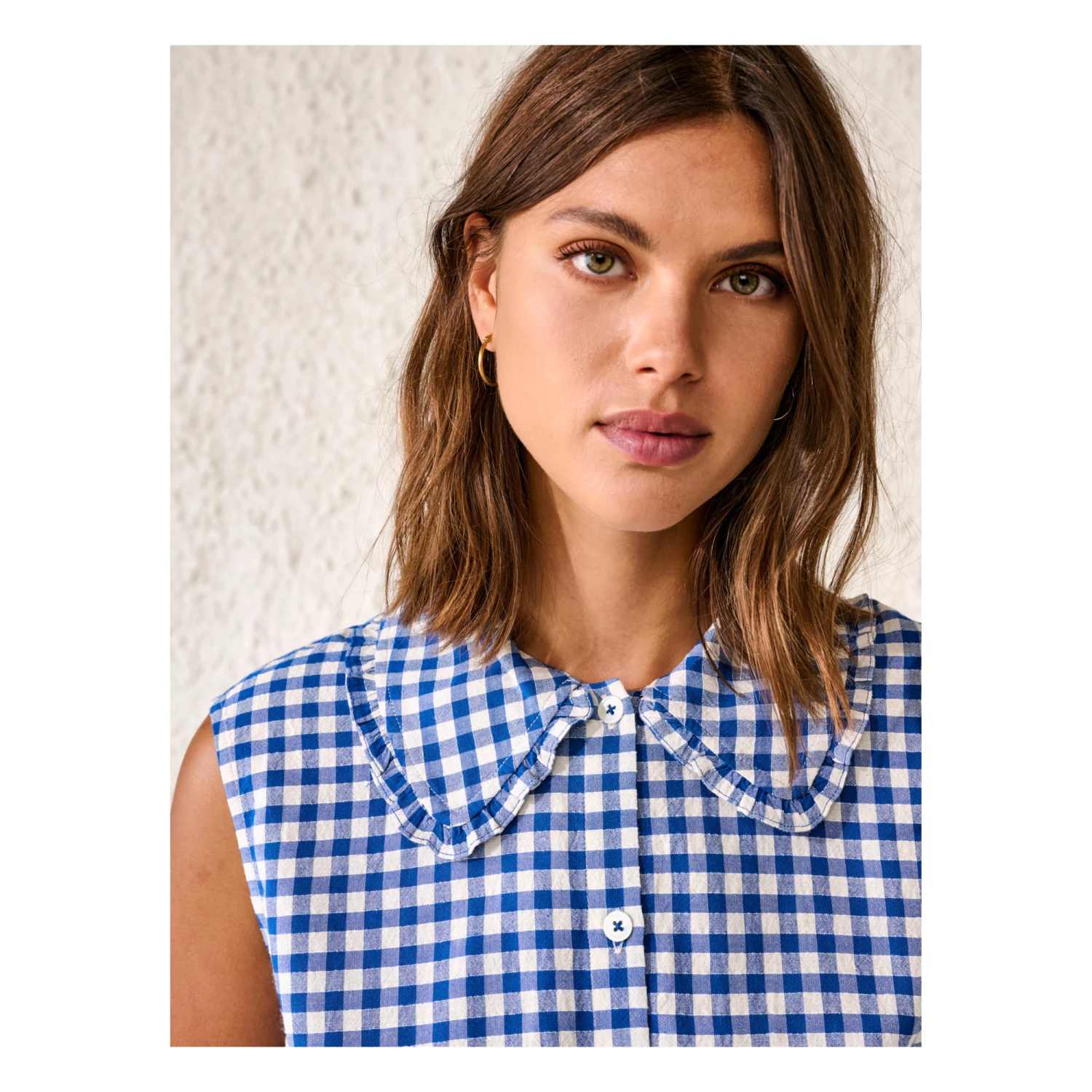 Virginie Checkered Blouse - Women’s Collection - Blue Bellerose Fashion Adult 4 Virginie Checkered Blouse - Women’s Collection - Blue Bellerose Fashion Adult - Image 4
