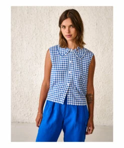 Virginie Checkered Blouse - Women’s Collection - Blue Bellerose Fashion Adult 10 Virginie Checkered Blouse - Women’s Collection - Blue Bellerose Fashion Adult -Bellerose Elegant Shop virginie checkered blouse women rsquo s collection blue bellerose fashion adult 4